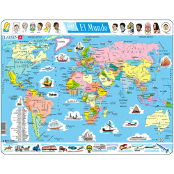 Puzle Educativo Larsen 107 piezas - Mapa El Mundo Político (castellano)