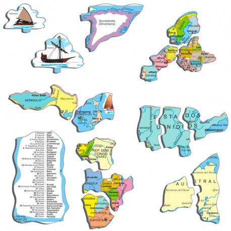 Puzle Educativo Larsen 107 piezas - Mapa El Mundo Político (castellano)
