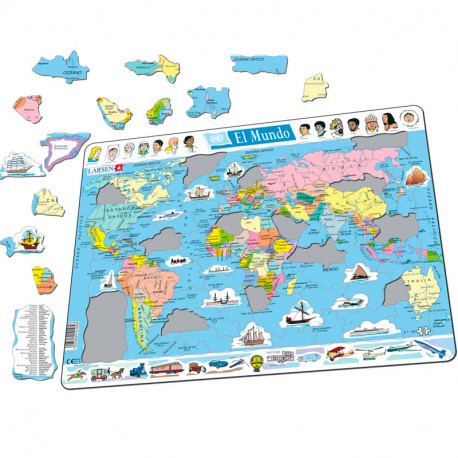 Puzle Educatiu Larsen 107 peces - Mapa El Mundo Polític (castellà)