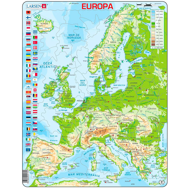 Puzle educativo Larsen de 87 piezas mapa Europa física en catalán - envío  24/48 h 