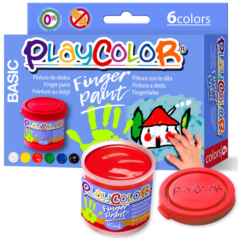 6 Playcolor Finger Paint 40 ml. Basic pintura de dedos de Instant