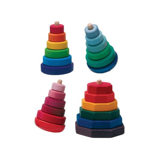 Torre Apilable de Madera Arcoíris Montessori para Bebés