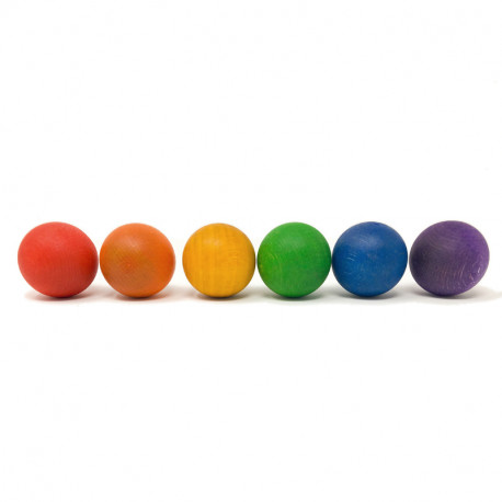6 boles de fusta en colors de l'arc de Sant Martí