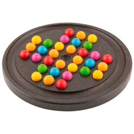 Solitario de madera con bolas de colores - Juego de estrategia para un jugador