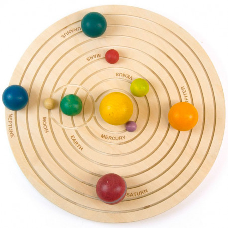 Sistema Solar 3D - encaixable circular de fusta