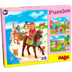 3 puzzles Amigas de los caballos- 24 piezas