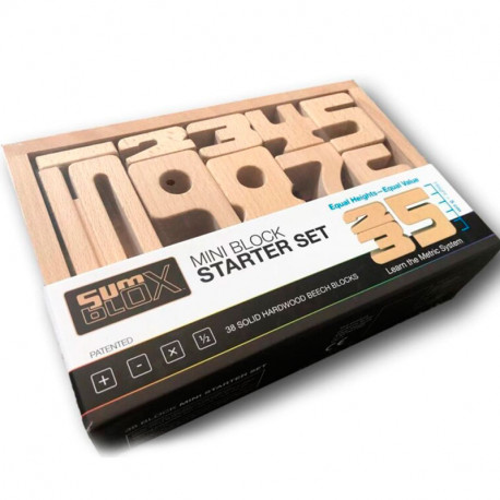 SumBlox MINI Kit Iniciació - 38 peces de fusta de faig + fitxes d'activitats