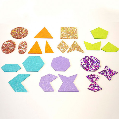 Formes Geomètriques amb colors arc de Sant Martí i purpurina