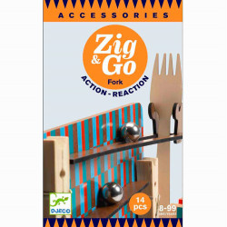 Zig & Go Fork - Accesorio para el juego de madera de construcción y reacción en cadena 14 piezas