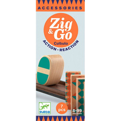 Zig & Go Culbuto - Accesorio para el juego de madera de construcción y reacción en cadena 7 piezas