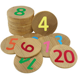 20 parells de fitxes de fusta amb números de l'1 al 20.