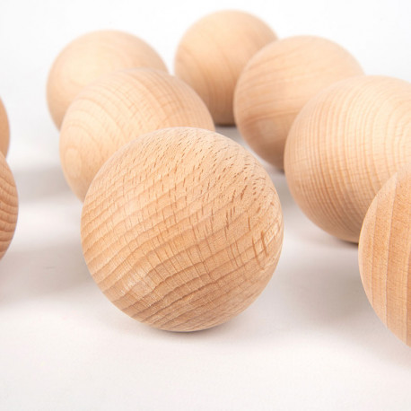 10 boles de fusta de faig color natural