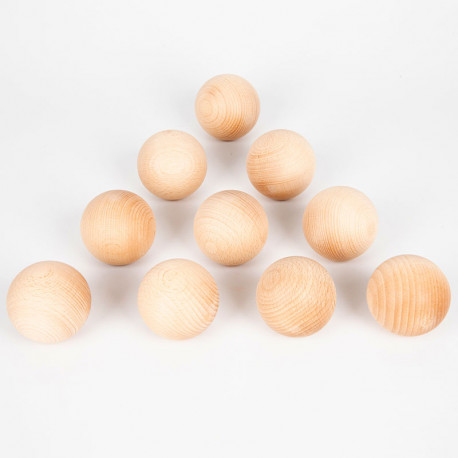 10 bolas de madera de haya color natural
