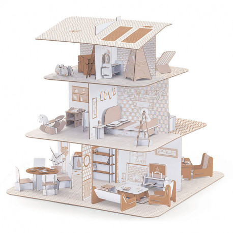Casa de muñecas de cartón: Do It Yourself para colorear, construir y jugar - 225 piezas