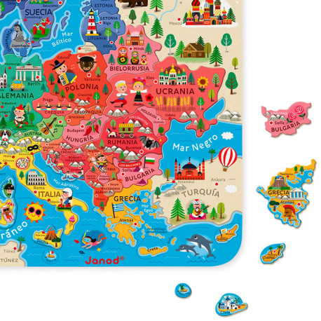 Puzzle mapa de Europa Magnético versión Español