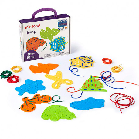 Miniland Lacing - juego para coser figuras con cordones