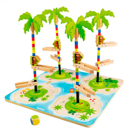 Monkey Rallye - juego de carreras de madera para 2-4 jugadores