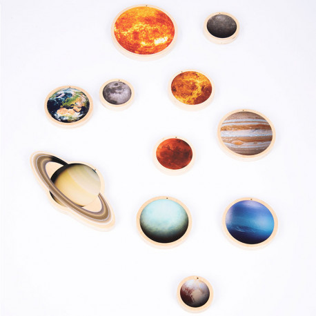 Discos Sistema Solar de madera -11 figuras