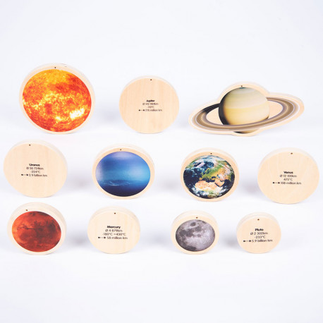 Discos Sistema Solar de madera -11 figuras