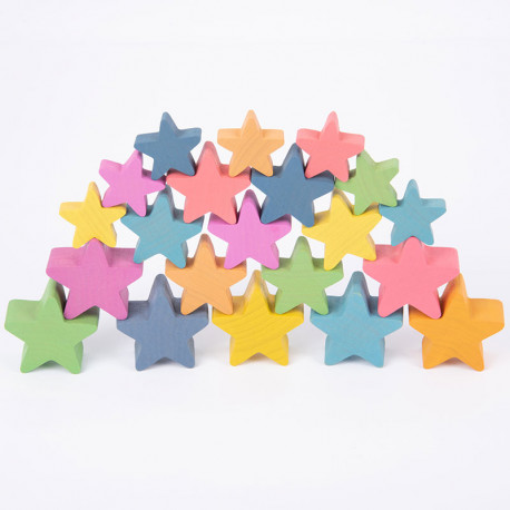 Estrellas de madera Arco Iris - 21 piezas