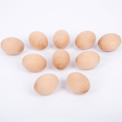 Huevos de madera natural - 10 piezas