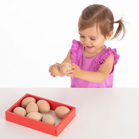Huevos de madera natural - 10 piezas