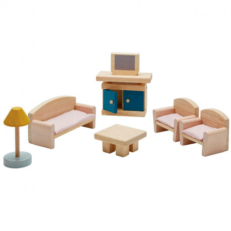 Sala de estar Clásica de madera para casa de muñecas