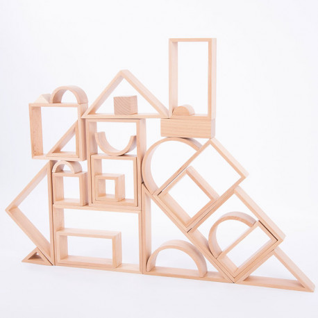 Set de cuadrados arquitectónicos de madera natural - 7 piezas