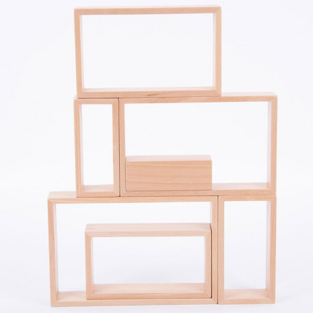 Set de rectángulos arquitectónicos de madera natural 7 piezas