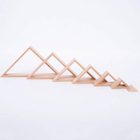 Set de triángulos arquitectónicos  de madera natural - 7 piezas
