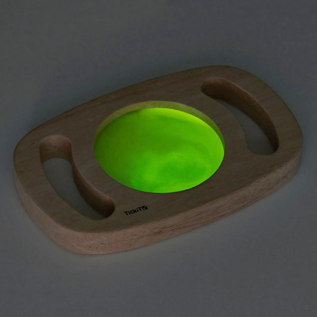 Panel sensorial de madera que brilla en la oscuridad - verde