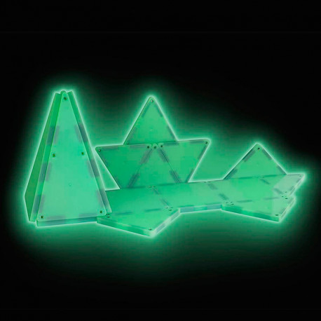 Magna-Tiles Glow - set de 16 piezas magnéticas sólidas flourescentes