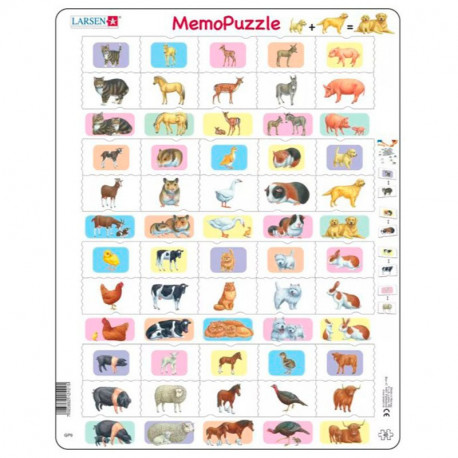 Puzle Educativo Larsen 40 piezas - Memo Puzzle Animales Domésticos