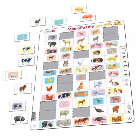 Puzle Educativo Larsen 40 piezas - Memo Puzzle Animales Domésticos