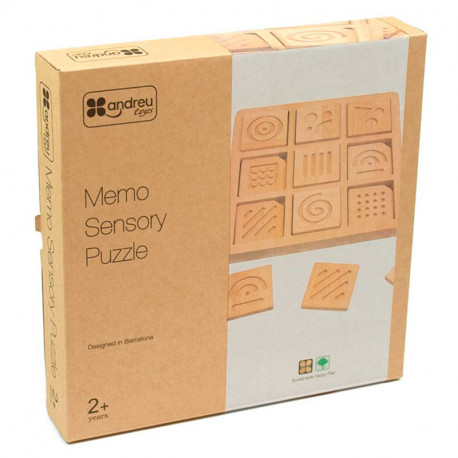 Memo Sensory Puzzle - Juego de memoria sensorial de madera