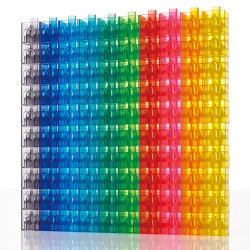 100 Cubos TRANSLÚCIDOS encajables matemáticos multilink 2x2cm en 10 colores