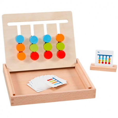 Tablero para clasificar colores en caja de madera plegable