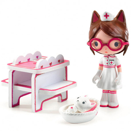 Milou Veterinaria Tinyshop - figurita articulada Tinyly con escenario