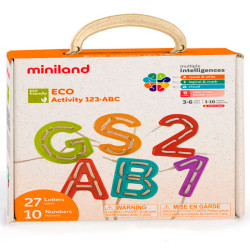 Miniland Activity 123-ABC - jugo per a cosir lletres i números amb cordons