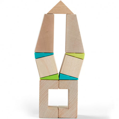 Torres Inclinadas - Juego de composición de madera 3D con plantillas
