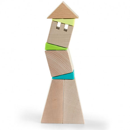 Torres Inclinadas - Juego de composición de madera 3D con plantillas