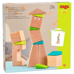Torres Inclinadas - Juego de composición de madera 3D con plantillas