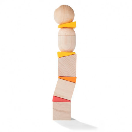 Torres Inclinadas y Bolas - Juego de composición de madera 3D con plantillas - 35 piezas