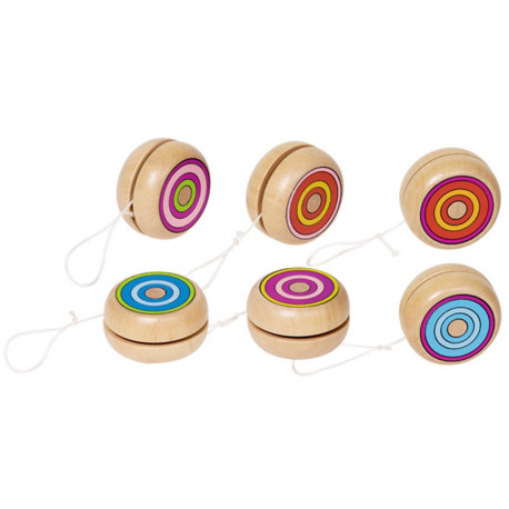 Yoyó con circulos de colores - juguete de madera tradicional varios diseños