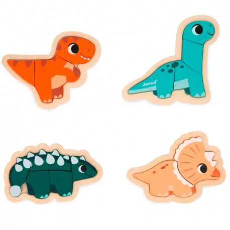 4 puzles evolutivos de madera - Dinosaurios