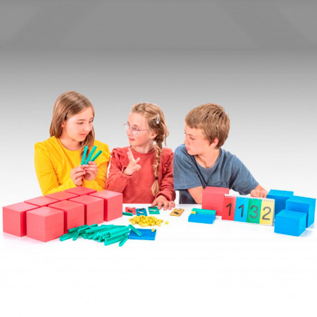Base 10 encaixable - Cub amb blocs multibase - Sistema Decimal amb 28 peces