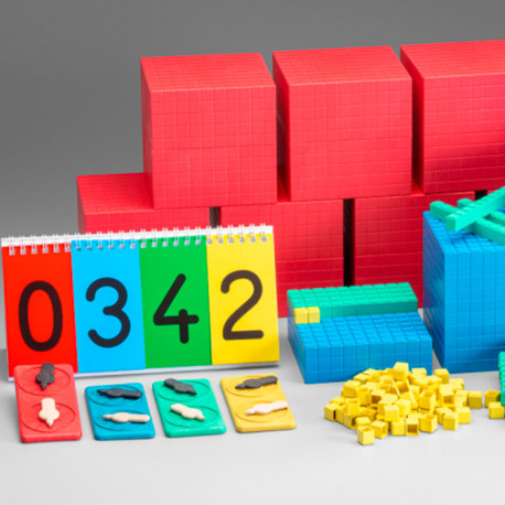Base 10 encaixable - Cub amb blocs multibase - Sistema Decimal amb 28 peces