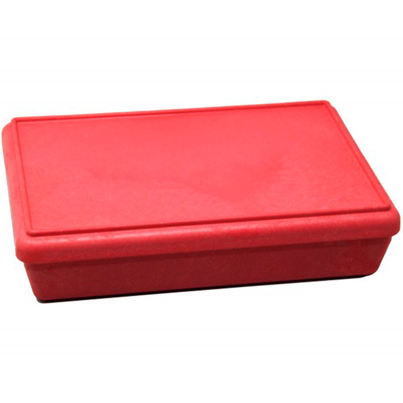 Caja de almacenaje con tapa de madera RE-Wood® en color rojo de