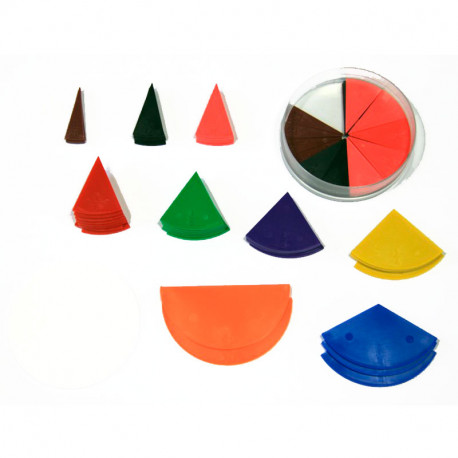 Círculos fraccionados en 10 colores - 71 piezas