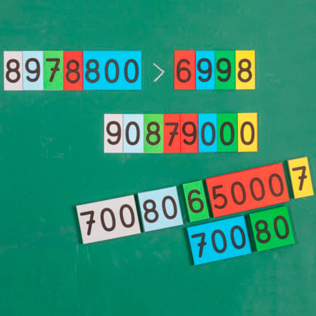 Cartas magnéticas con números de valor posicional - 70 piezas